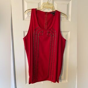 Rock & Republic Red Sleeveless Top Embellishments zipper beads missing XL